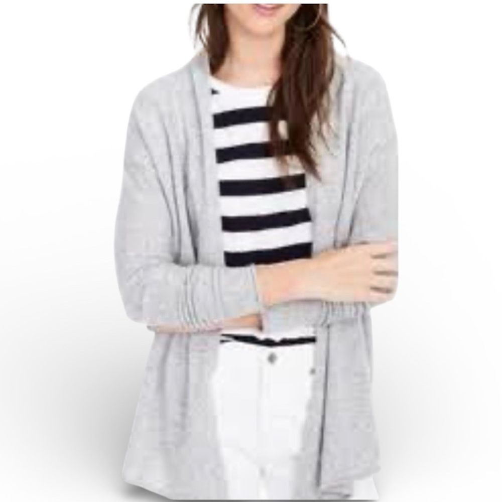 J. Crew Cashmere Blend Open Front Pocket Cardigan in Gray Size XS
